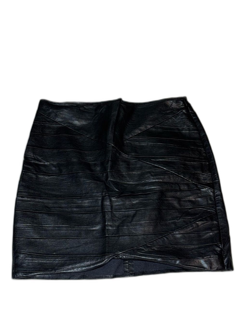 Zara Black Faux Leather Paneled Mini Skirt - Size Small